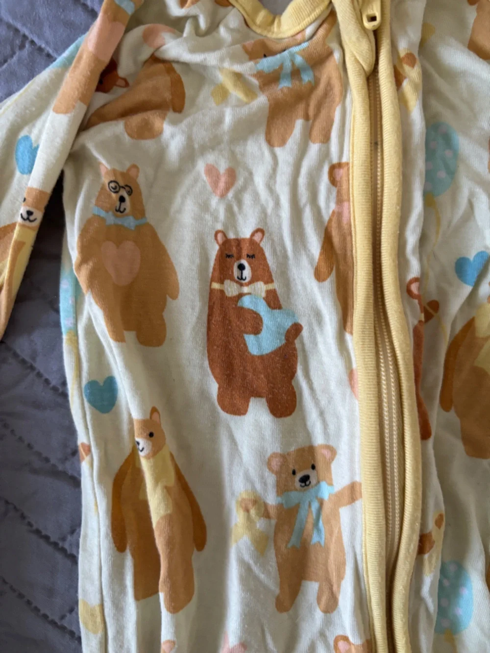 Little Sleepies Cream Sleeper with Brown Bear - Bear Hugs 🎗️ - Picture 4 of 4